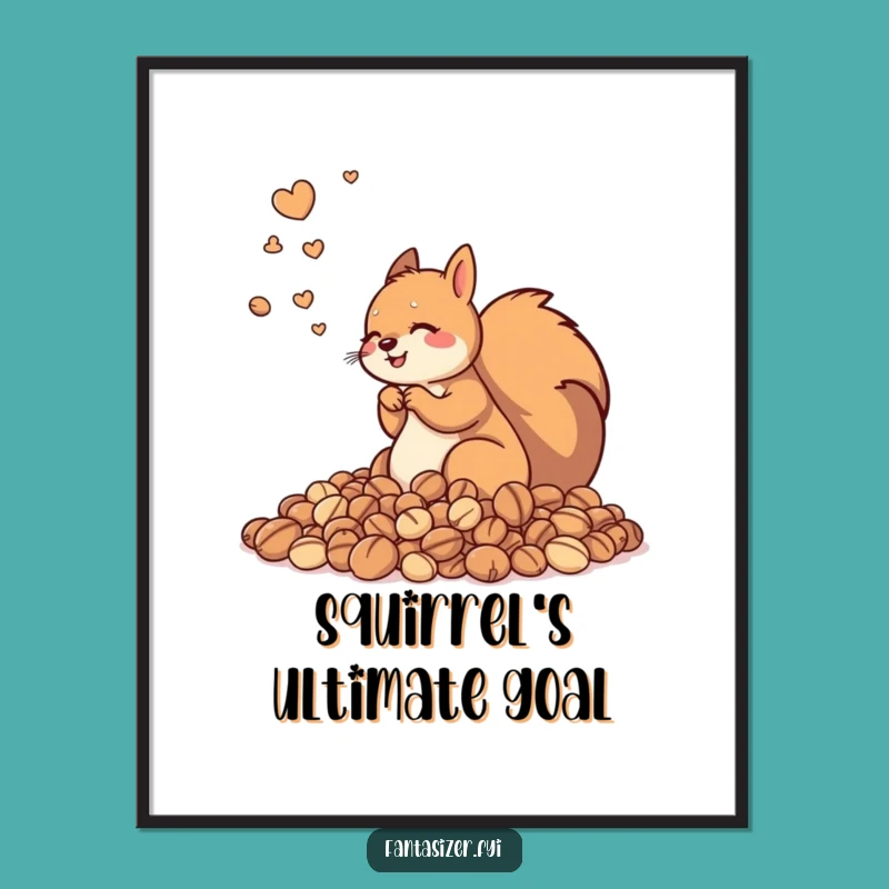 Funny Squirrel Nut Digital Art: Hoarder's Decor, Instant Funny Gift