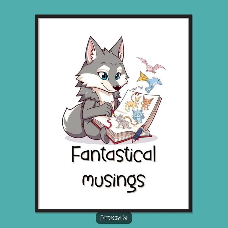 Funny Wolf Fantasy Sketch Digital Art - Creative & Hilarious Wall Decor