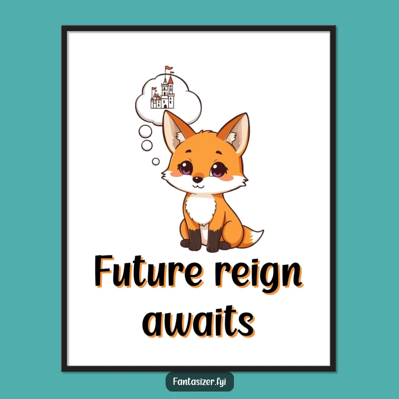 Funny Fox Castle Dream Digital Print: Instant Whimsy and Inspiration for Your Space