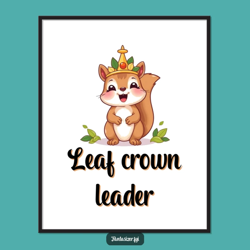 Funny Squirrel King Digital Print: Instant Royal Charm and Humor for Your Walls
