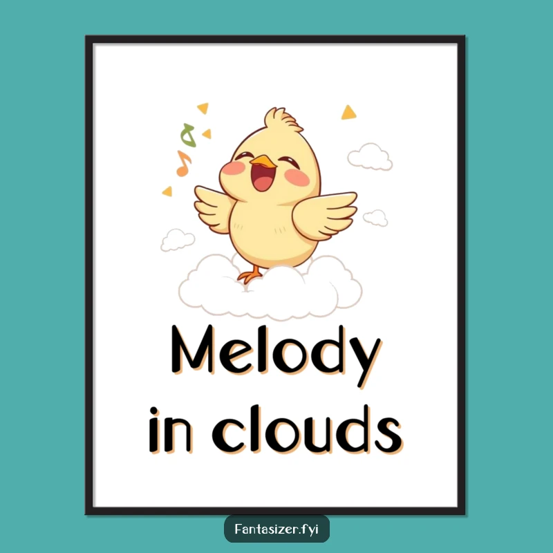 Funny Bird Cloud Stage Digital Print: Instant Musical Joy and Humor for Your Walls
