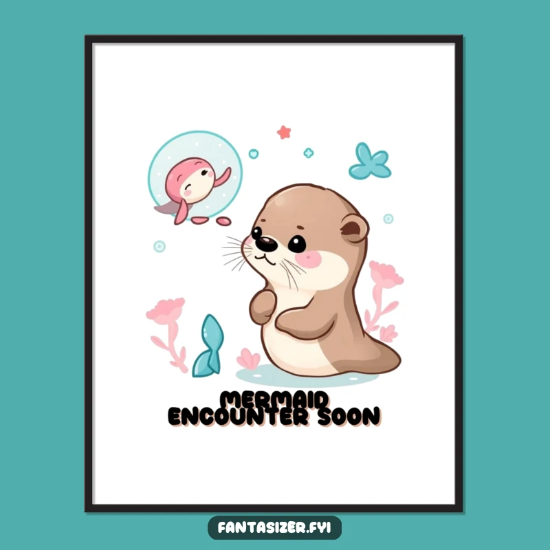 Funny Otter Mermaid Dream Digital Art: Instant Fantasy Gift!