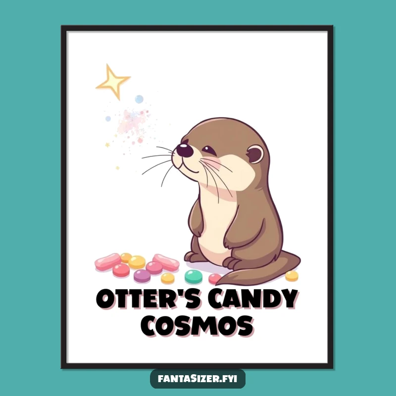 Funny Otter Galaxy Digital Art: Sweet Downloadable Gift for Whimsy