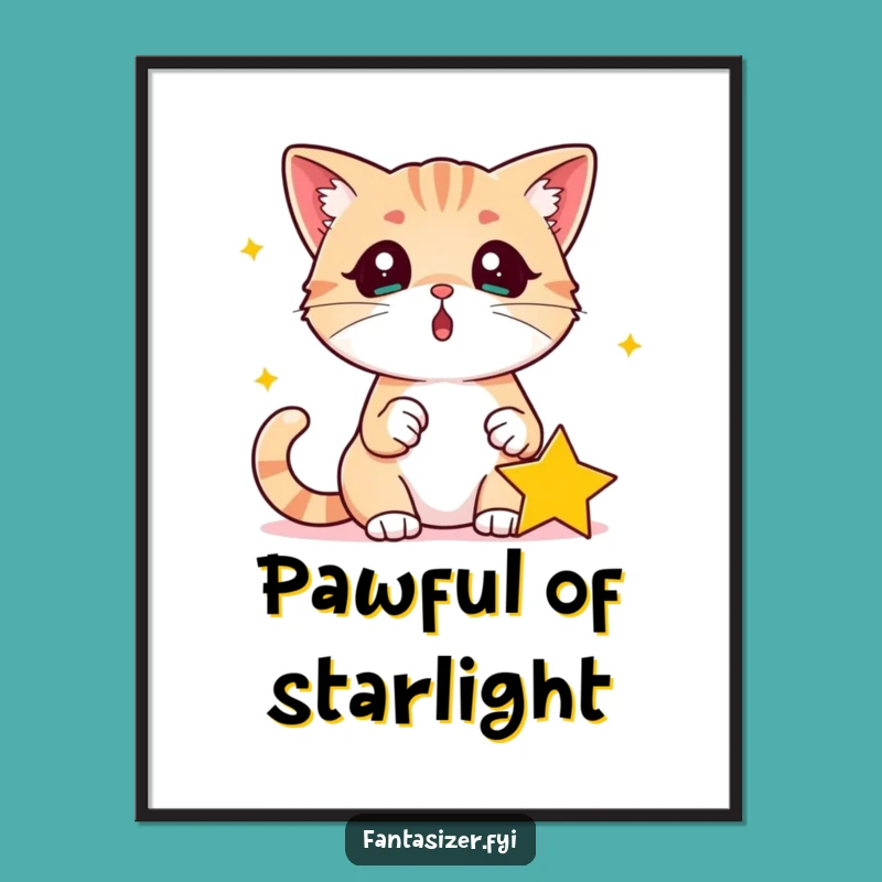 Funny Surprised Cat Digital Art: Printable Cosmic Wonder for Walls