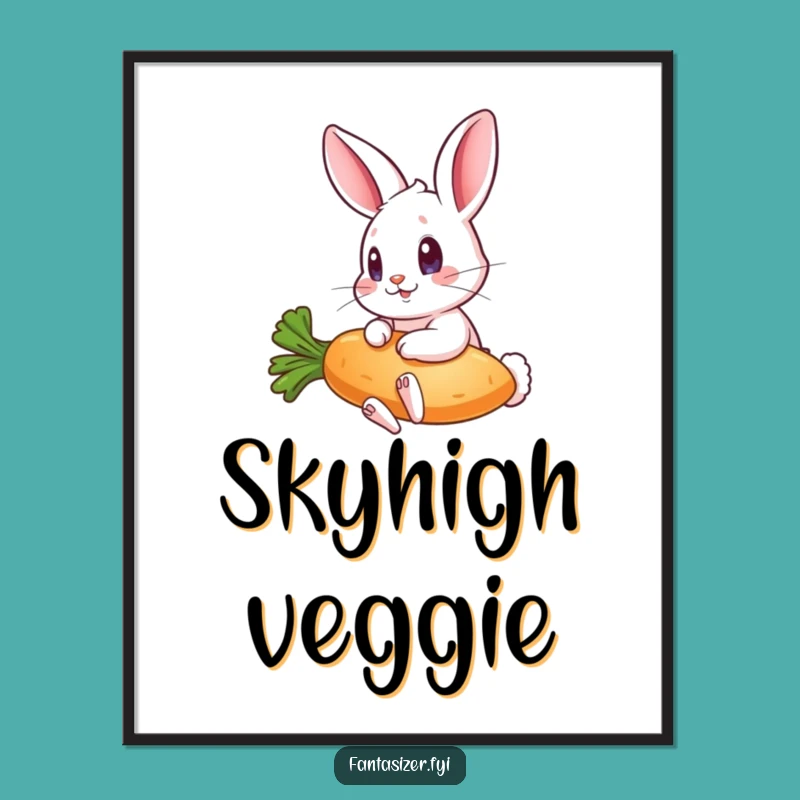 Funny Flying Carrot Rabbit Digital Print: Instant Whimsy and Humor for Your Walls