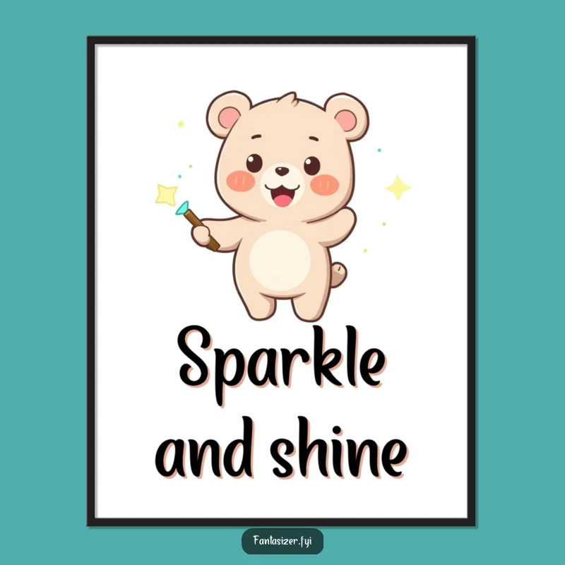 Funny Bear Wizard Digital Art: Magic Wand & Dancing Lights - Instant Magic!