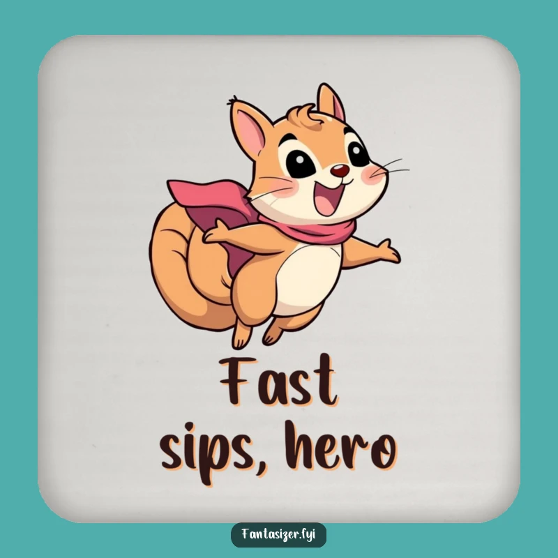 Funny Squirrel Superhero Coaster: Protect Surfaces with Heroic Flair