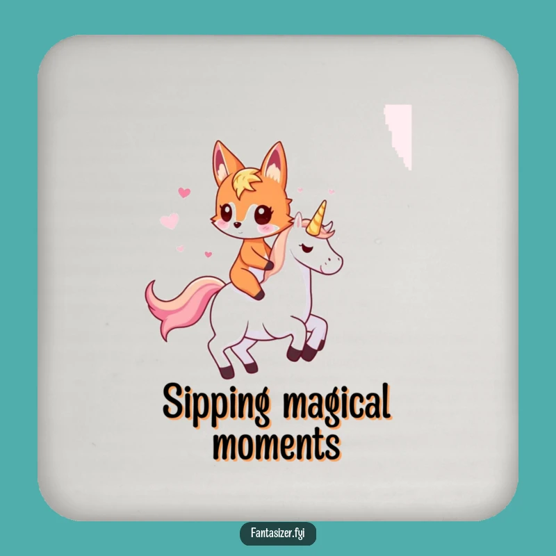 Funny Fox Riding Unicorn Coasters: Protect Surfaces with Magic, Gift