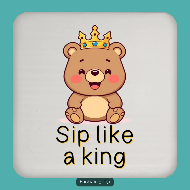 Funny King Bear Coaster Set - Protect Your Throne, Hilarious Toy Kingdom Gift