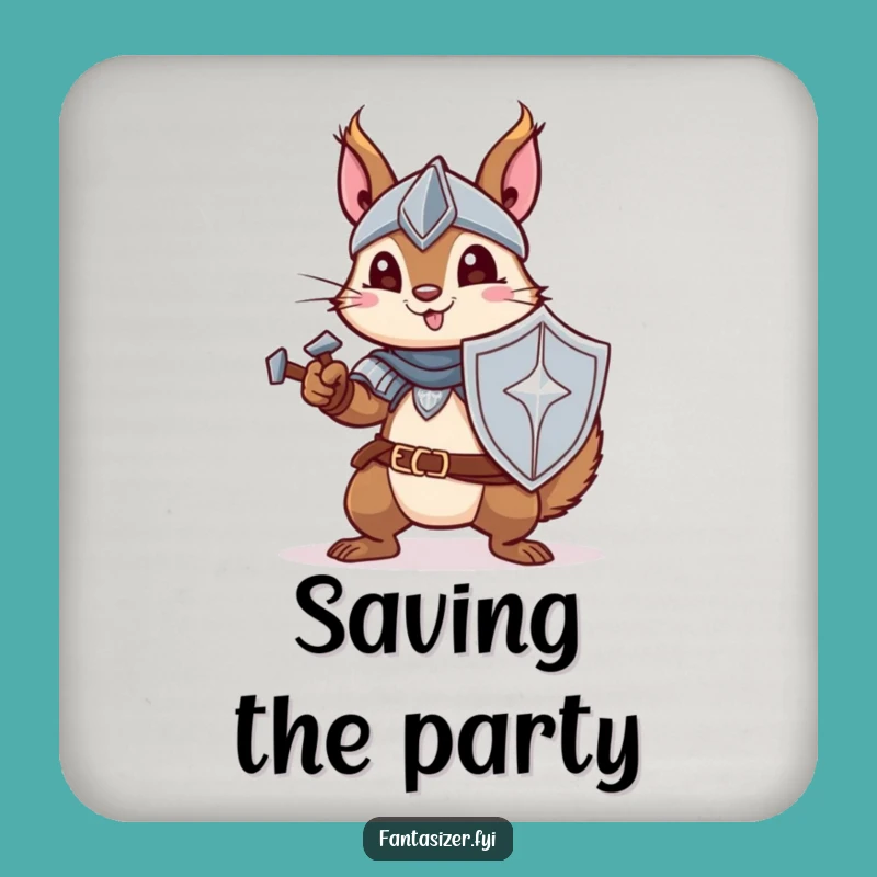 Funny Knight Squirrel Coaster Set - Defend Your Table, Hilarious Castle Decor