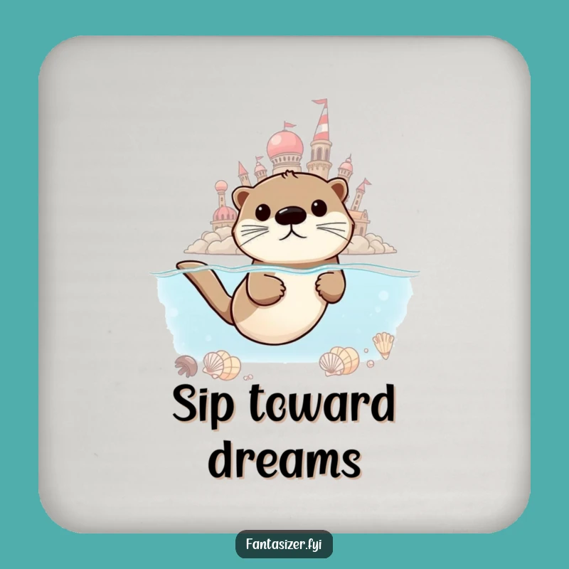 Funny Otter Dreamer Coaster: Protect Tables with Ambitious Humor