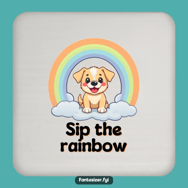 Funny Puppy Rainbow Coaster: Cheerful Portal Protection, Perfect Funny Gift fo Tables