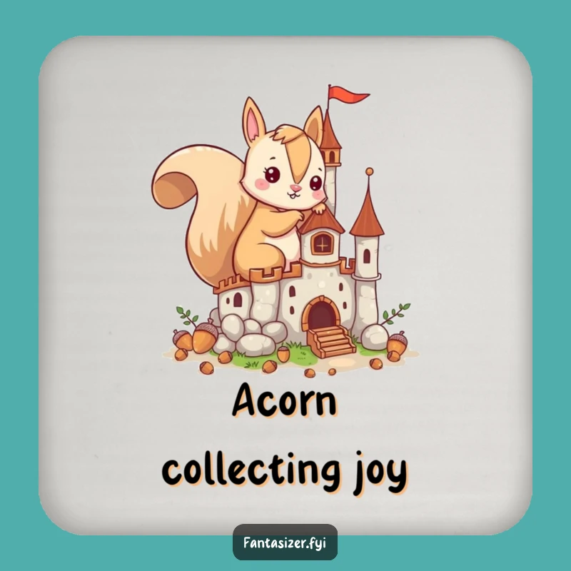 Funny Squirrel Castle Coaster Set: Imaginative Acorn Gift for Tables