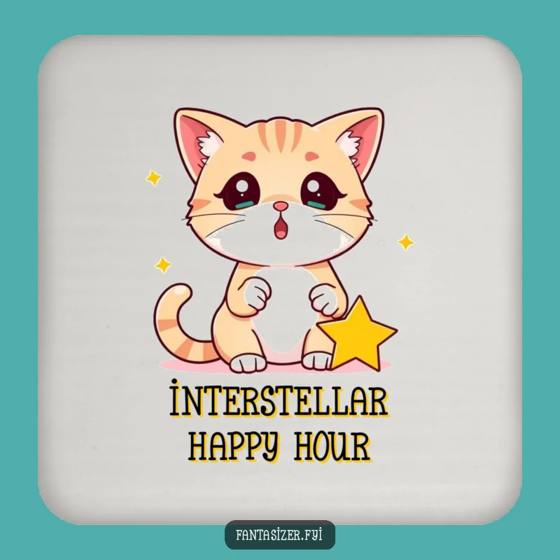 Funny Surprised Cat Coasters: Protect Tables with Cosmic Charm