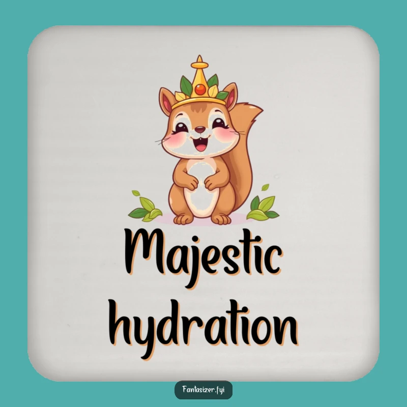 Funny Squirrel King Drink Coaster: Protect Surfaces with Humorous Royal Charm