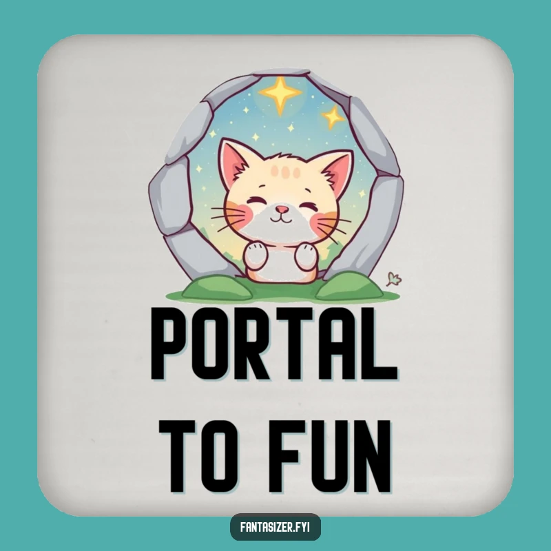 Funny Cat Portal Protector Coaster - Whimsical & Hilarious Gift