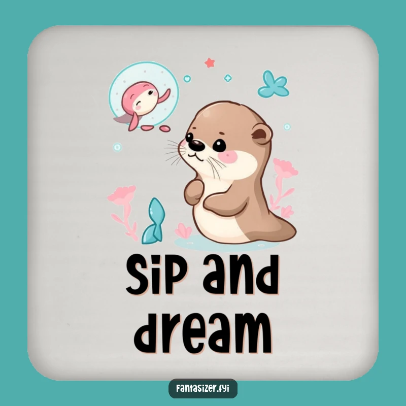 Funny Otter Mermaid Coaster: Protect Surfaces with Fantasy!
