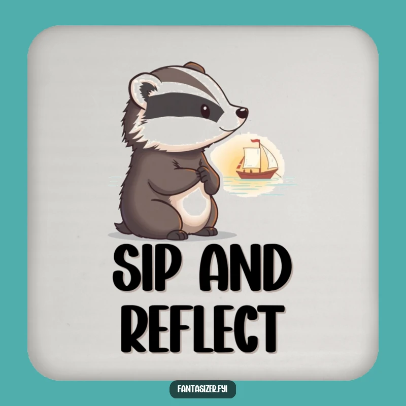 Funny Badger Sunset Coaster Set: Protect Surfaces Hilariously!
