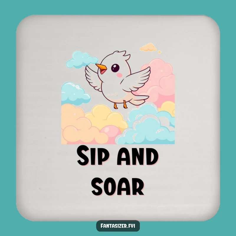 Funny Bird Soaring Drink Coaster: Protect Surfaces with Cloud Fun Funny Gift