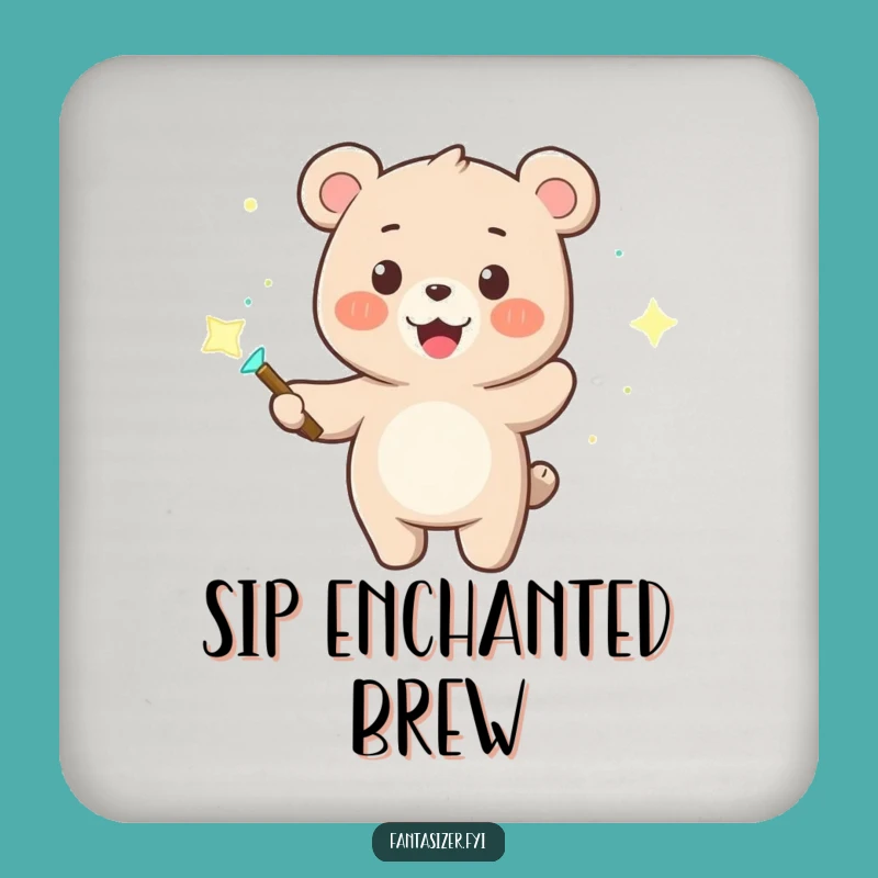 Funny Bear Wizard Coaster: Magic Wand & Dancing Lights - Protect Surfaces!