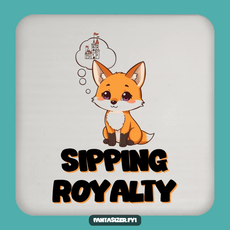 Funny Fox Castle Dream Drink Coaster: Protect Surfaces with Whimsical, Humorous Art