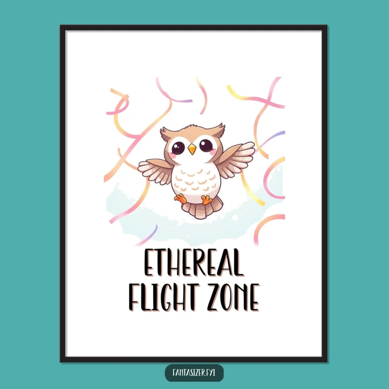 Funny Owl Ribbon Poster: Bring Ethereal Beauty and Cheerful Humor to Your Walls