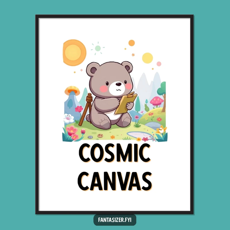 Funny Bear Artist Poster: Whimsical Wall Art, Bring Creativity Home, A Hilarious Decor Gift