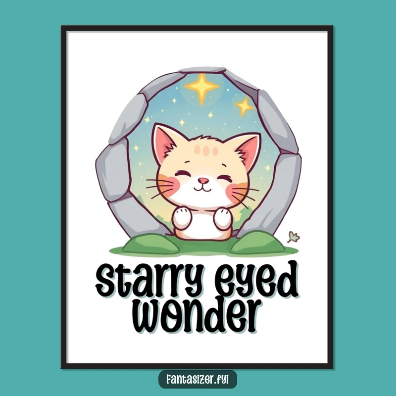 Funny Cat Portal Dreamscape Poster - Whimsical Wall Art Gift