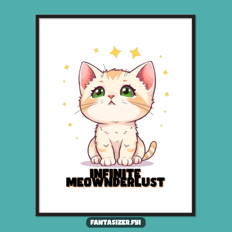 Funny Kitten Stargazing Poster: Enchanting Celestial Wonder Art for Cat Lovers