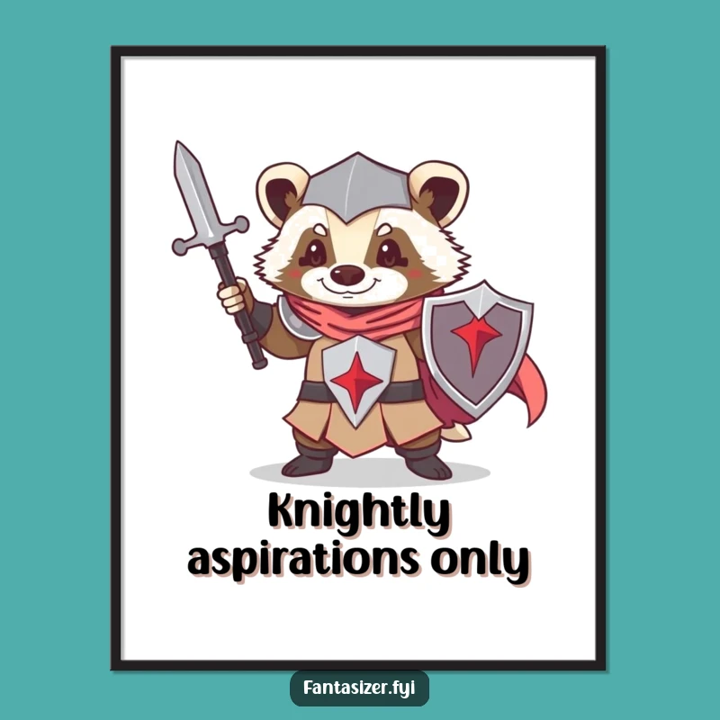 Funny Knight Badger Poster: Epic Warrior Animal Wall Art, Fantastic Humorous Gift
