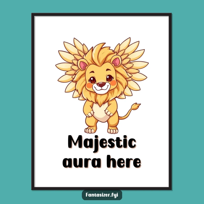 Funny Lion Transformation Poster: Majestic Art for a Humorous Space