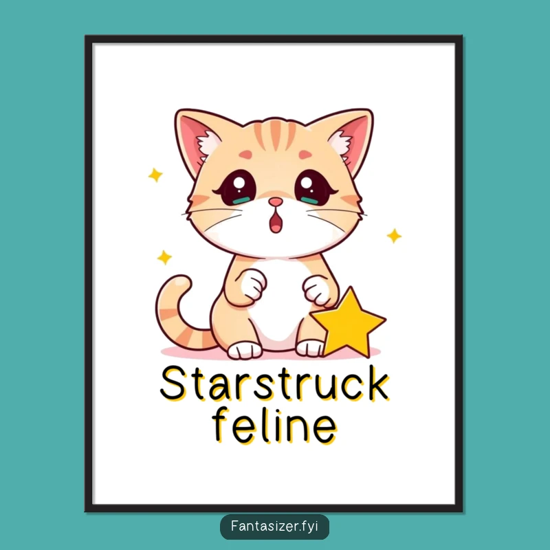 Funny Surprised Cat Poster: Cosmic Wonder Wall Art Gift