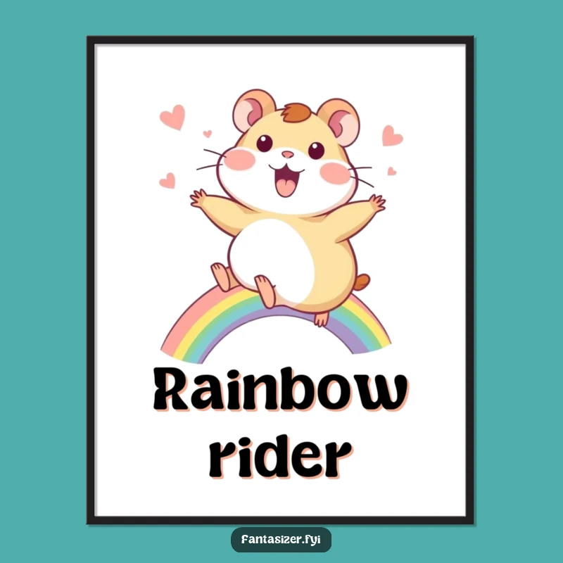 Funny Hamster Rainbow Poster: Whimsical Wall Art, Bring Joy Home, A Hilarious Decor Gift