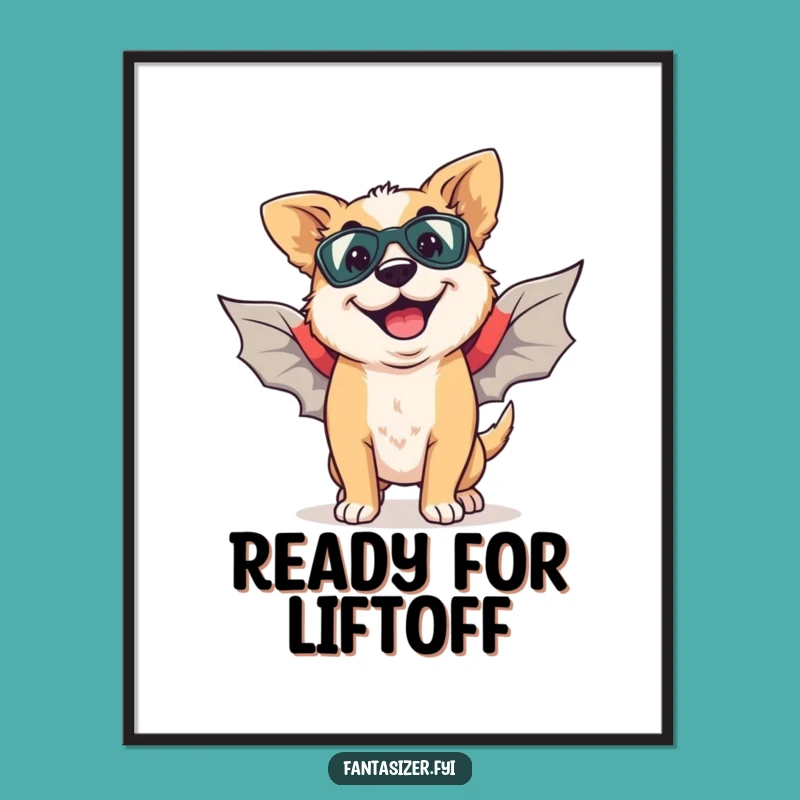 Funny Dog Superhero Wings Poster: Hilarious Wall Art Gift!