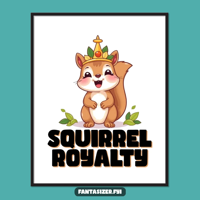 Funny Squirrel King Poster: Decorate Your Walls with Humorous Royal Charm