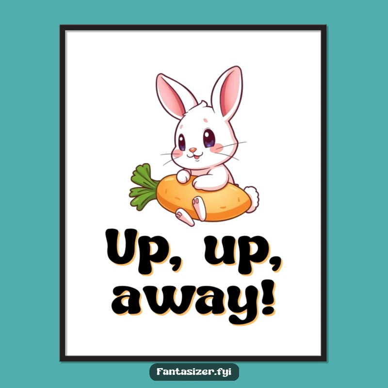 Funny Flying Carrot Rabbit Poster: Brighten Your Walls with This Whimsical and Humorous Art