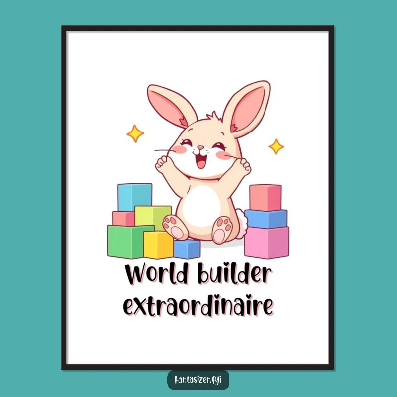 Funny Bunny Blocks Poster: Whimsical Wall Art Gift for Playful Spaces