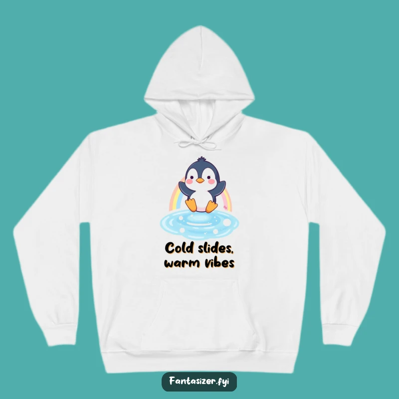 Funny Penguin Hoodie - Cozy Rainbow Slide Warmth & Arctic Humor