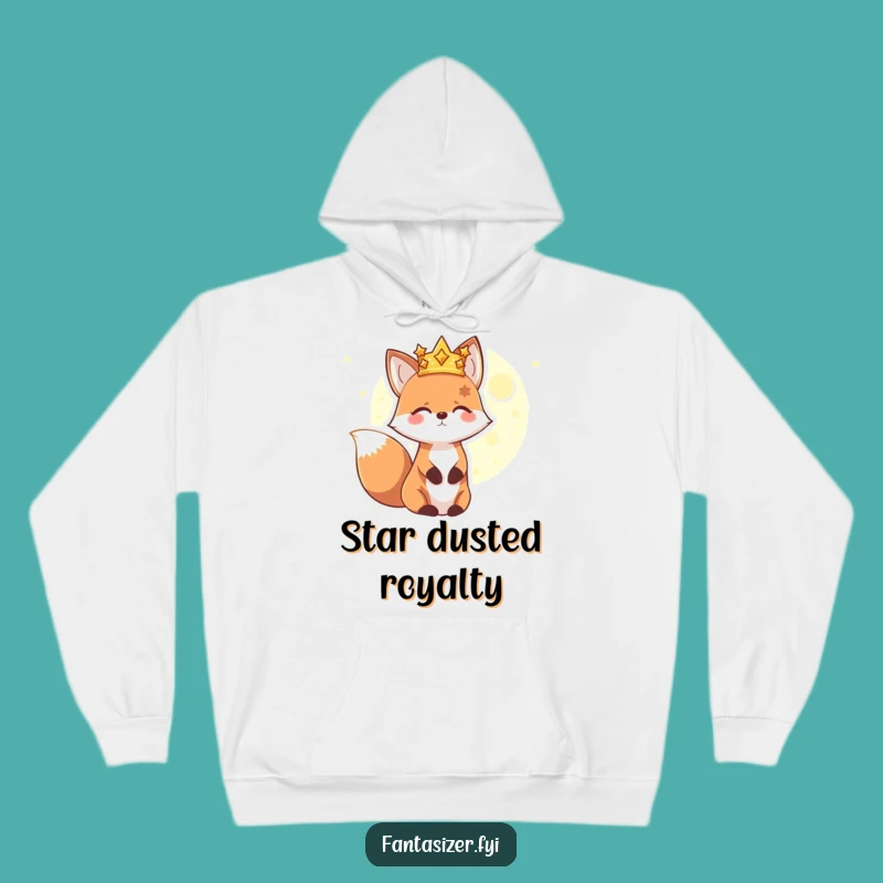 Cozy Funny Fox Cosmic Hoodie: Warm Pullover for Stargazers, Star Crown Design, Great Gift