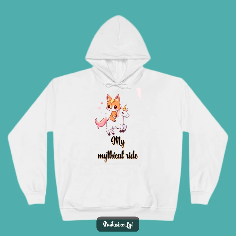 Cozy Funny Fox Riding Unicorn Hoodie: Magical Comfort, Unique Gift