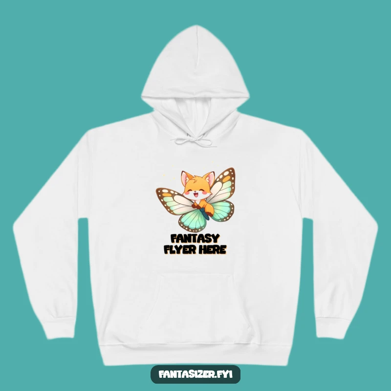Funny Fox Cub Butterfly Hoodie: Dreamy Journey, Cozy & Humorous Gift