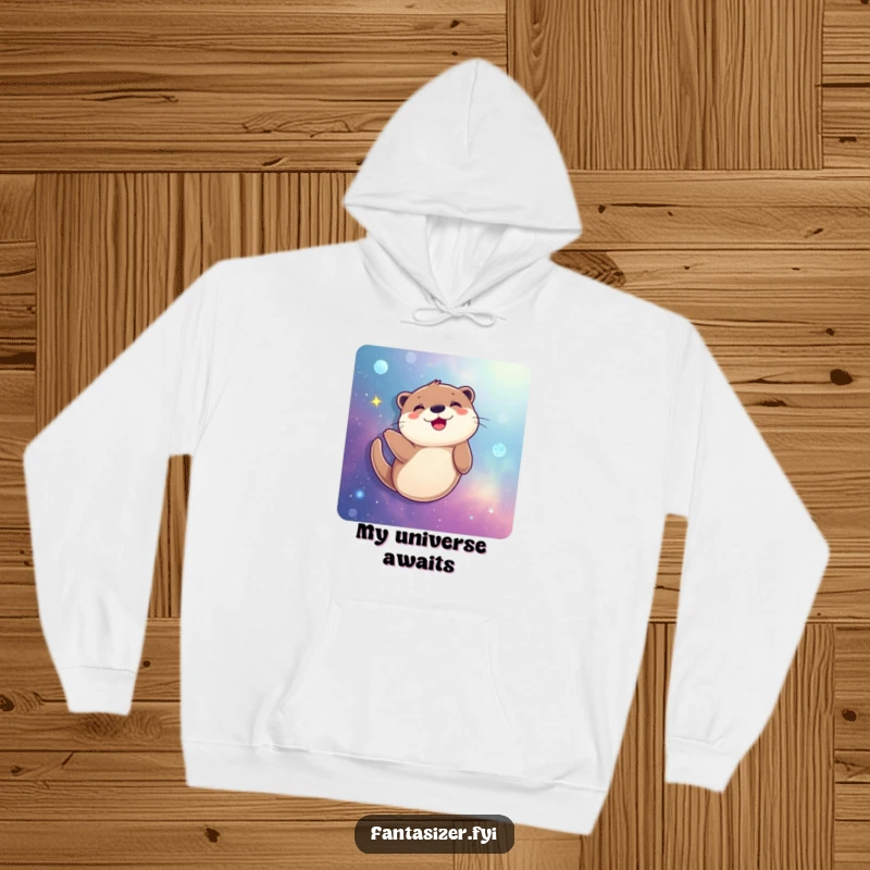 Funny Otter Hoodie: A joyful otter envisions swimming through a glittering galaxy, offering warmth and a sense of boundless cosmic exploration.