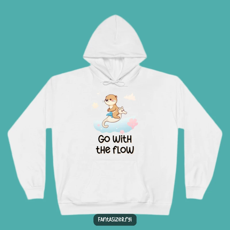 Funny Otter Seahorse Hoodie: Cozy Ocean Dreams, Ideal Funny Gift for Beach Lovers