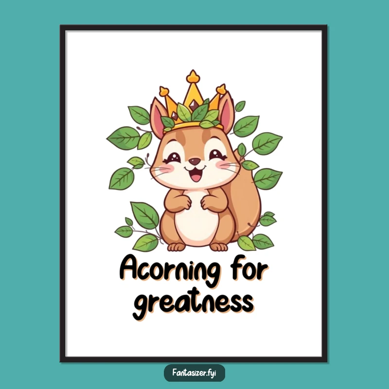 Free Printable Wall Art: Squirrel King Leaf Crown Kingdom Downloadable Decor