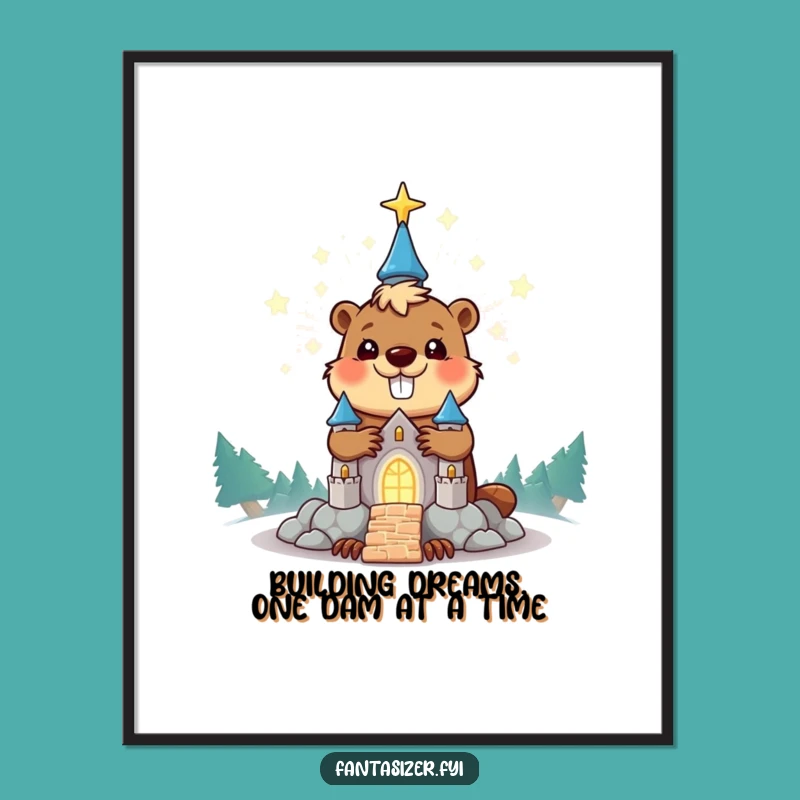 Funny Free Printable Wall Art: Beaver Star Castle, Downloadable Art Gift