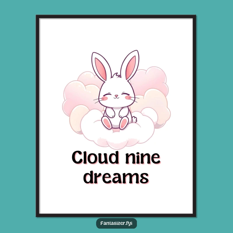 Free Printable Funny Bunny Art: Cloud Dreams - Whimsical Downloadable Decor
