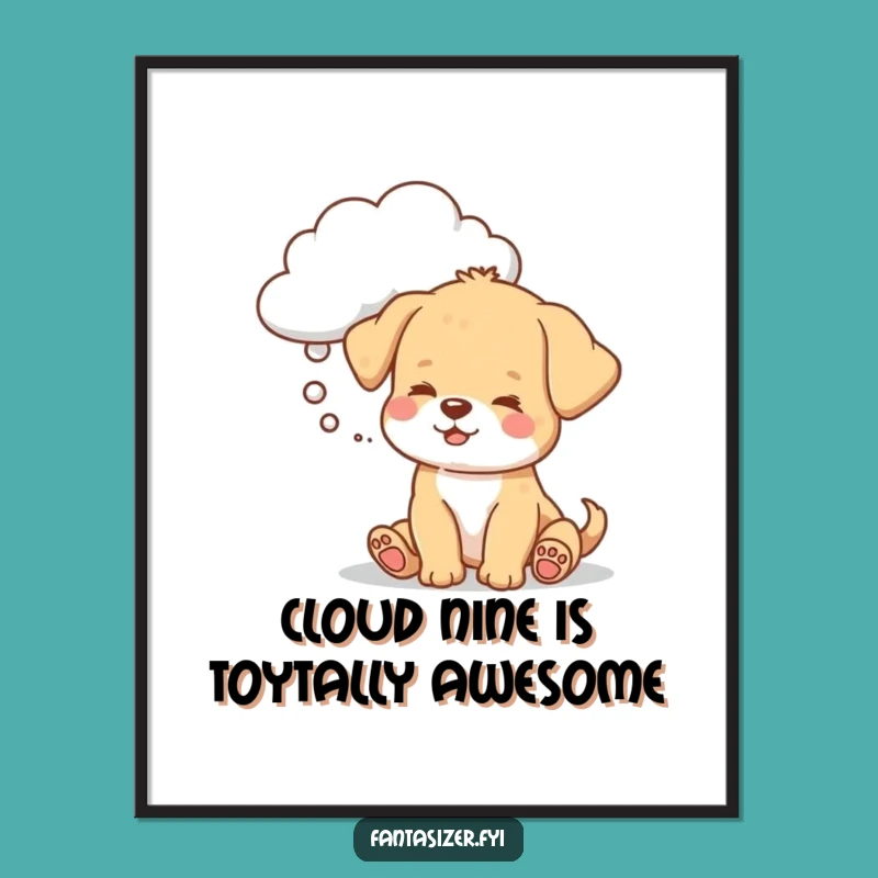 Free Printable Funny Puppy Toy Cloud Wall Art - DIY Downloadable Decor