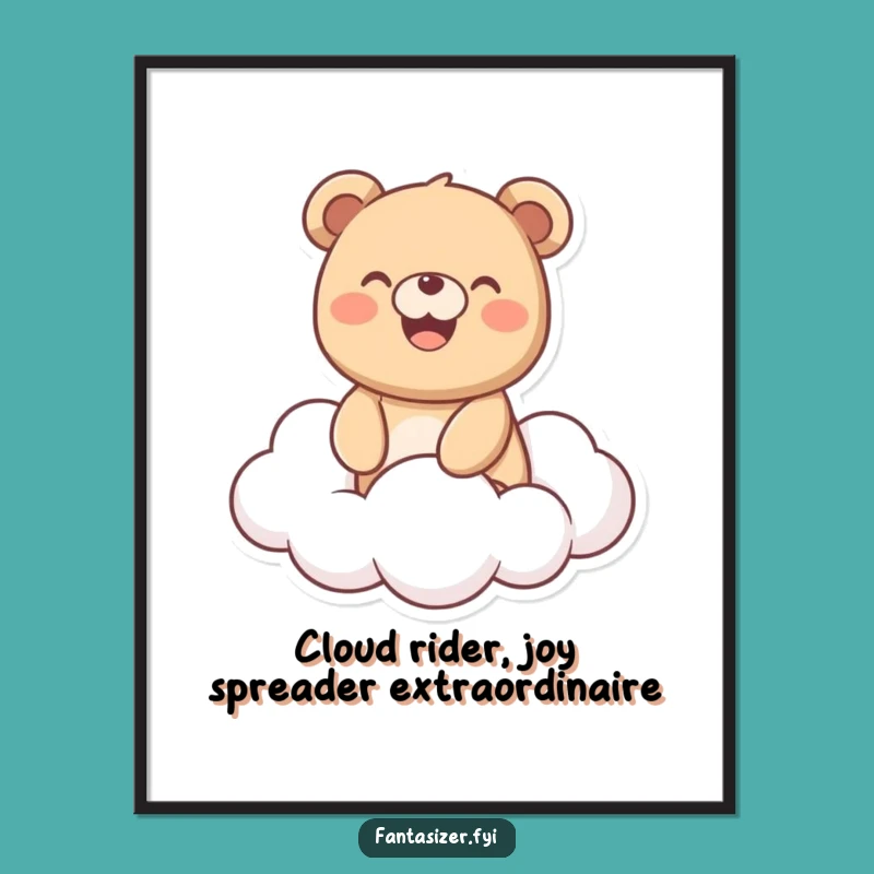 Free Printable Bear Cloud Art: Whimsical Funny Downloadable Wall Decor