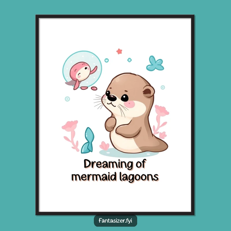 Free Printable Wall Art: Otter's Mermaid Dreamscape, Whimsical Downloadable Decor Gift