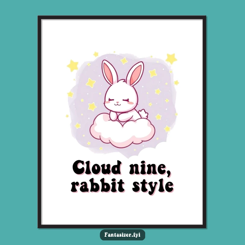 Dreamy Rabbit Cloud Art Free Printable: Funny Downloadable Wall Art, Print at Home Decor
